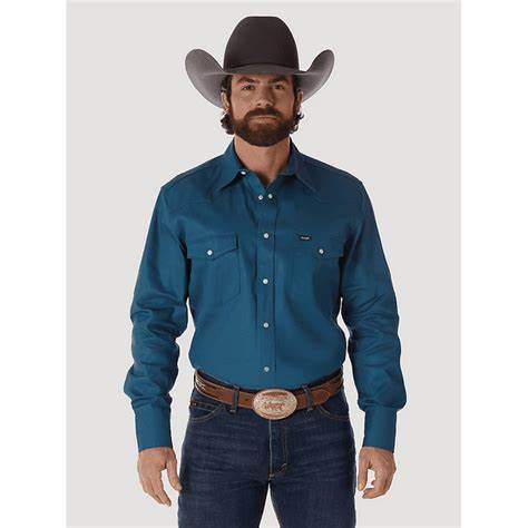 Wrangler® Cowboy Cut Western Snap Shirt – Dark Teal (MS71419)