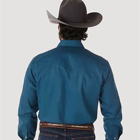 Wrangler® Cowboy Cut Western Snap Shirt – Dark Teal (MS71419)