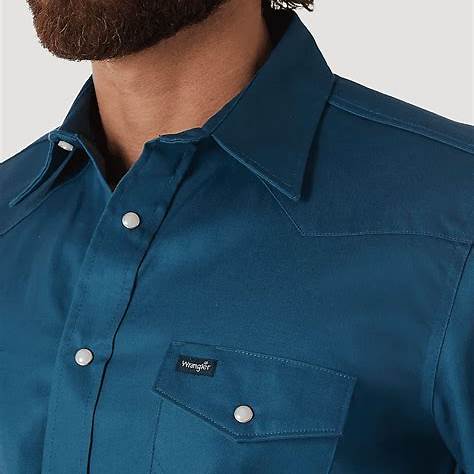 Wrangler® Cowboy Cut Western Snap Shirt – Dark Teal (MS71419)