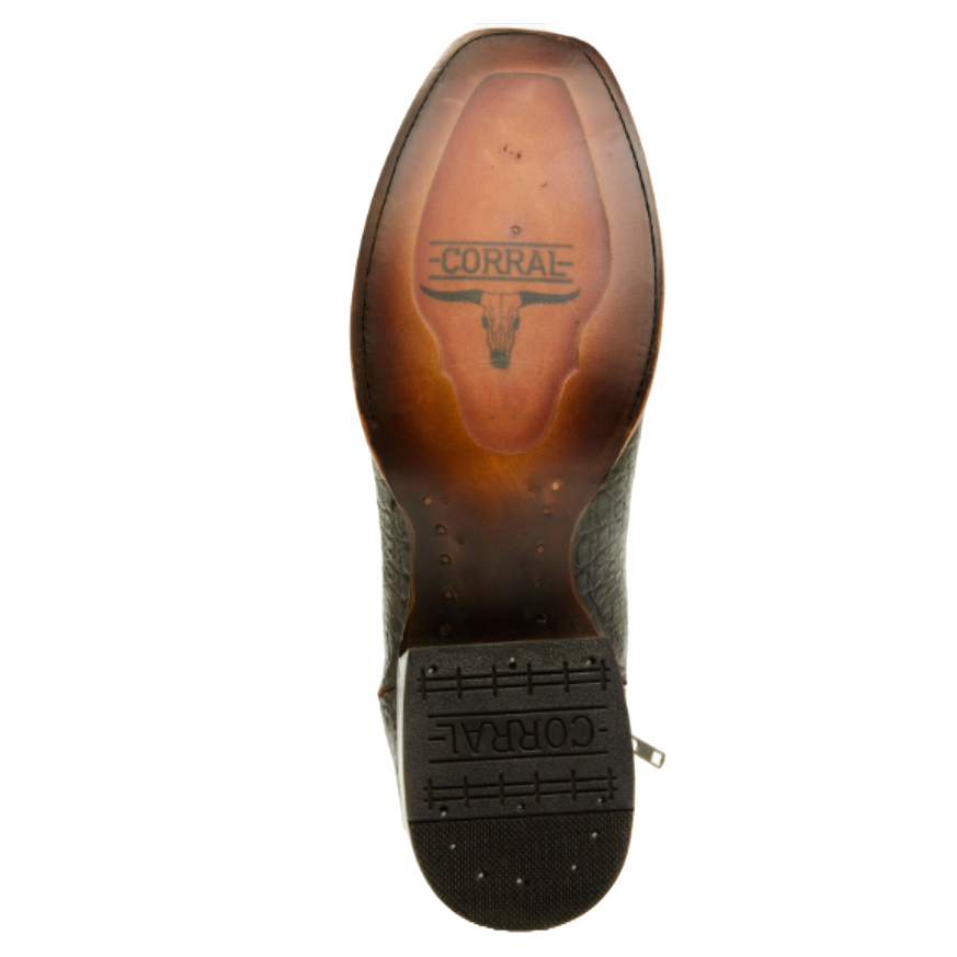 Corral A4680 Men’s Chocolate Caiman Ankle Boots – Narrow Square Toe | 7″ Shaft