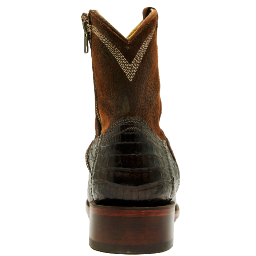 Corral A4680 Men’s Chocolate Caiman Ankle Boots – Narrow Square Toe | 7″ Shaft