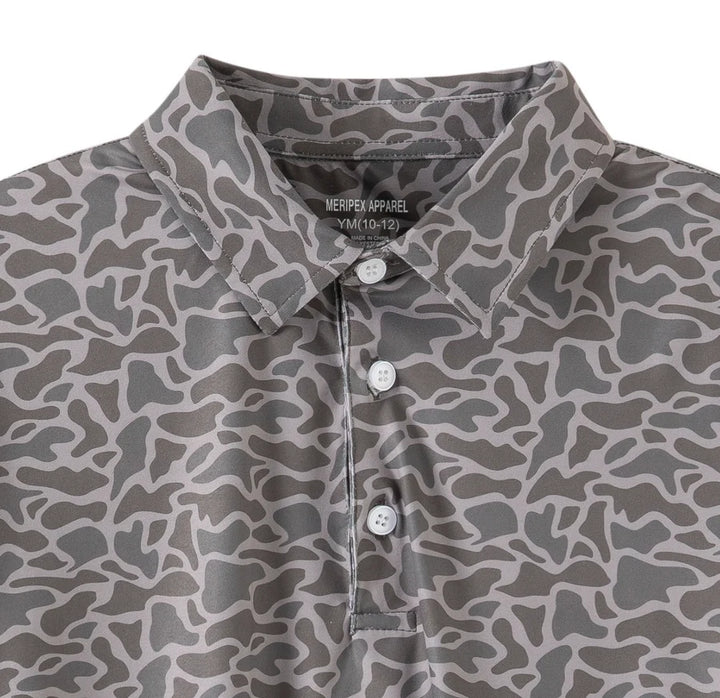 Meripex Apparel Men's Performance Polo Shirt Badlands Camo