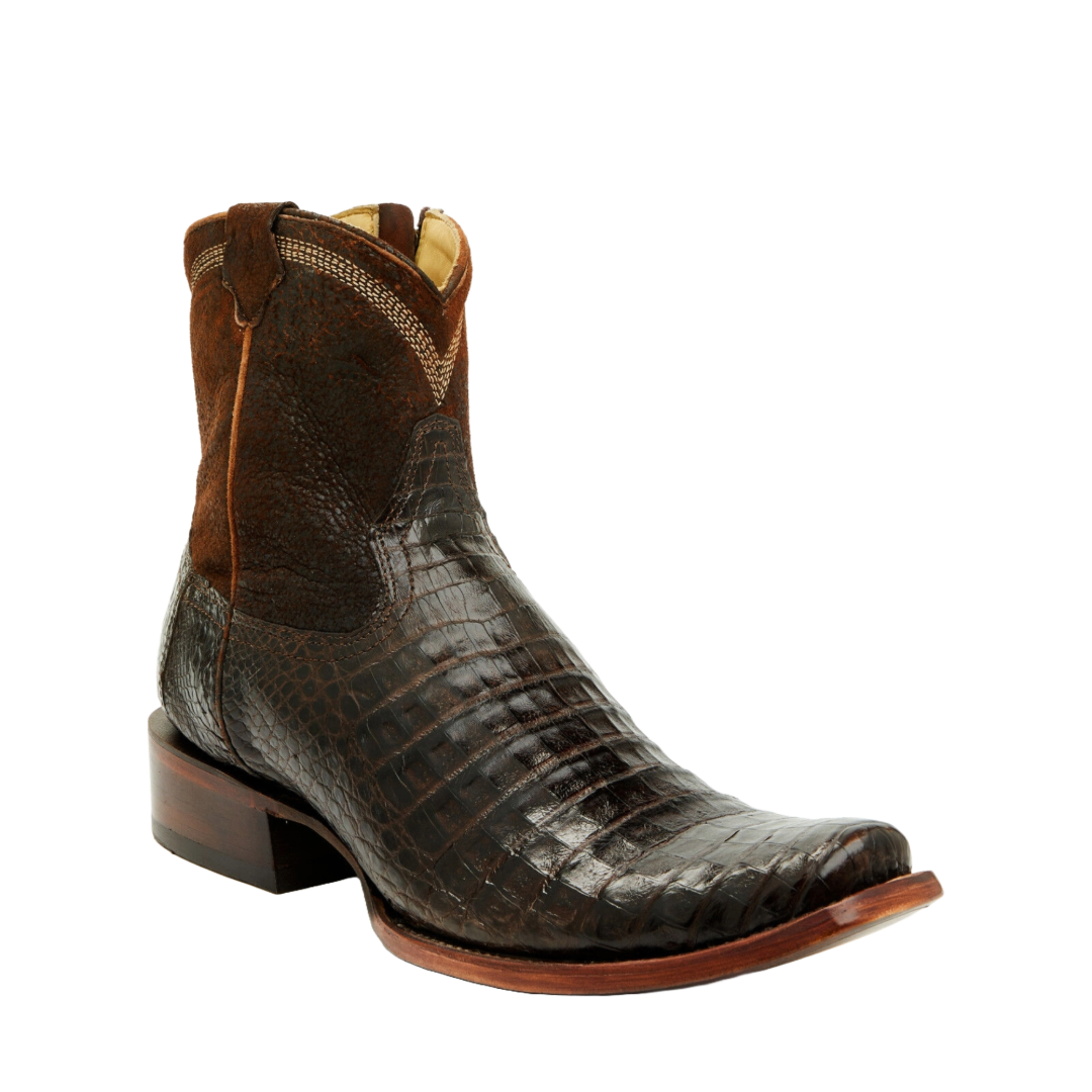 Corral A4680 Men’s Chocolate Caiman Ankle Boots – Narrow Square Toe | 7″ Shaft