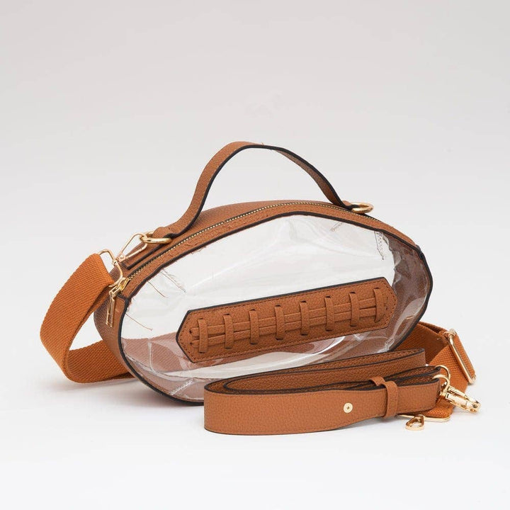 TG10695 Clear Gameday Football Stitch Detail Crossbody Bag: Burgundy
