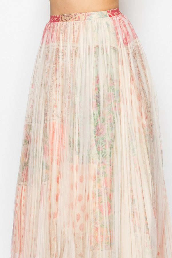LINED MESH LONG SKIRT