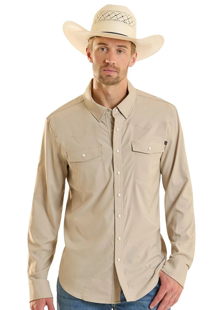 TAN PEARL SNAP 2 POCKET SHIRT BMN2S06797