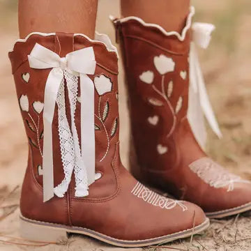 Sweetheart Bow Cowgirl Boots- Brown BT26 BROWN