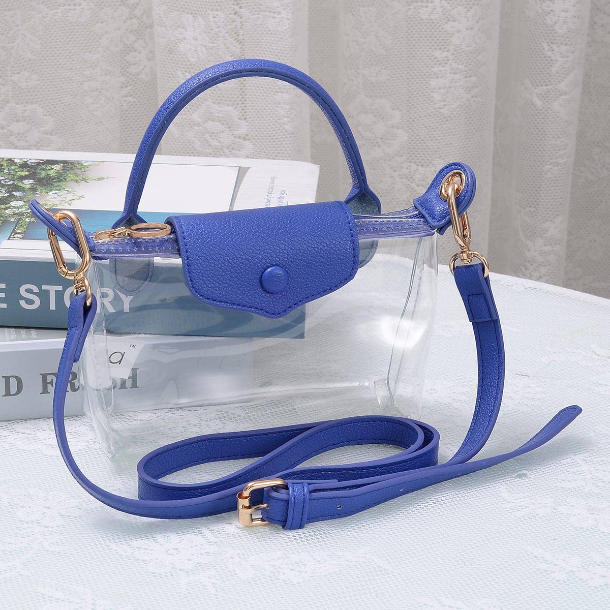 CB781 Gladys Clear Gameday Mini Crossbody Bag: Silver