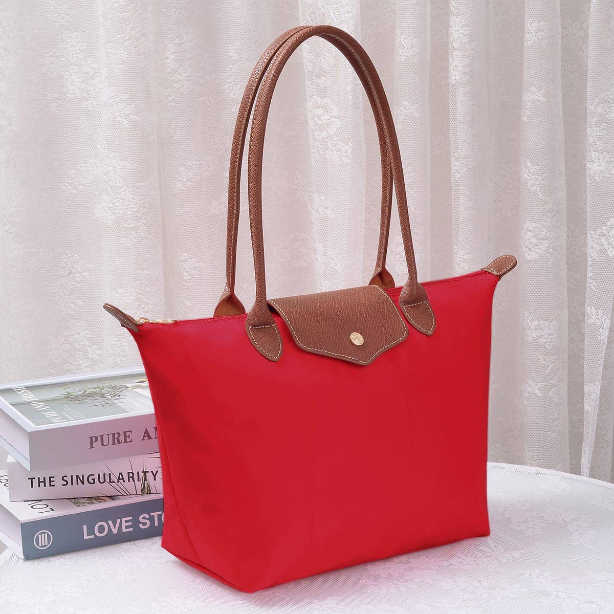 HM784 Hila 16 inch Nylon Tote Bag: Burgundy