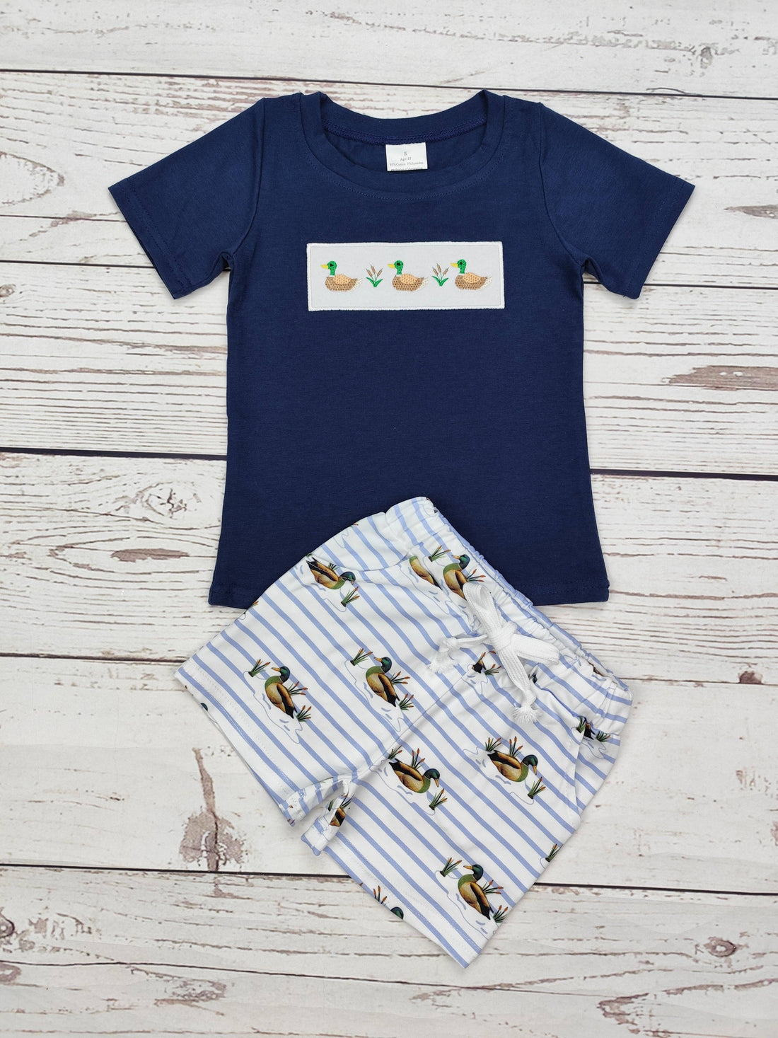 Boys Duck Appliqué Top Shorts Outfits: 3-6M