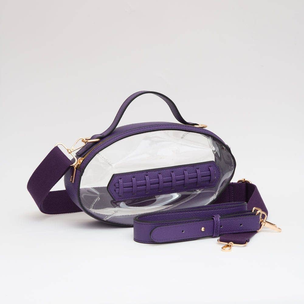 TG10695 Clear Gameday Football Stitch Detail Crossbody Bag: Burgundy