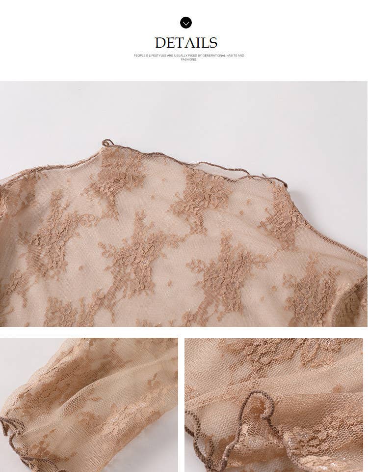 Lace Mesh Top: Coffee / Missy / XL