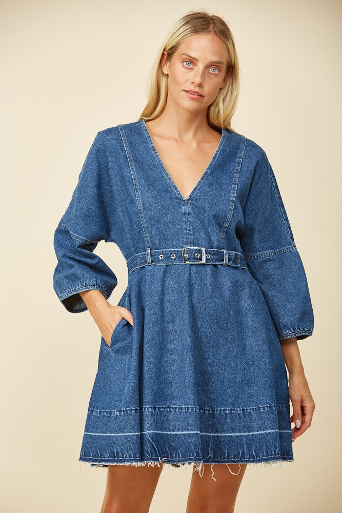 DENIM DRESS WITH BELT