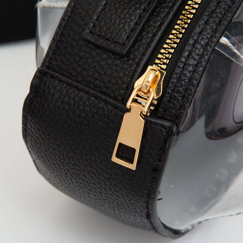 TG10695 Clear Gameday Football Stitch Detail Crossbody Bag: Burgundy