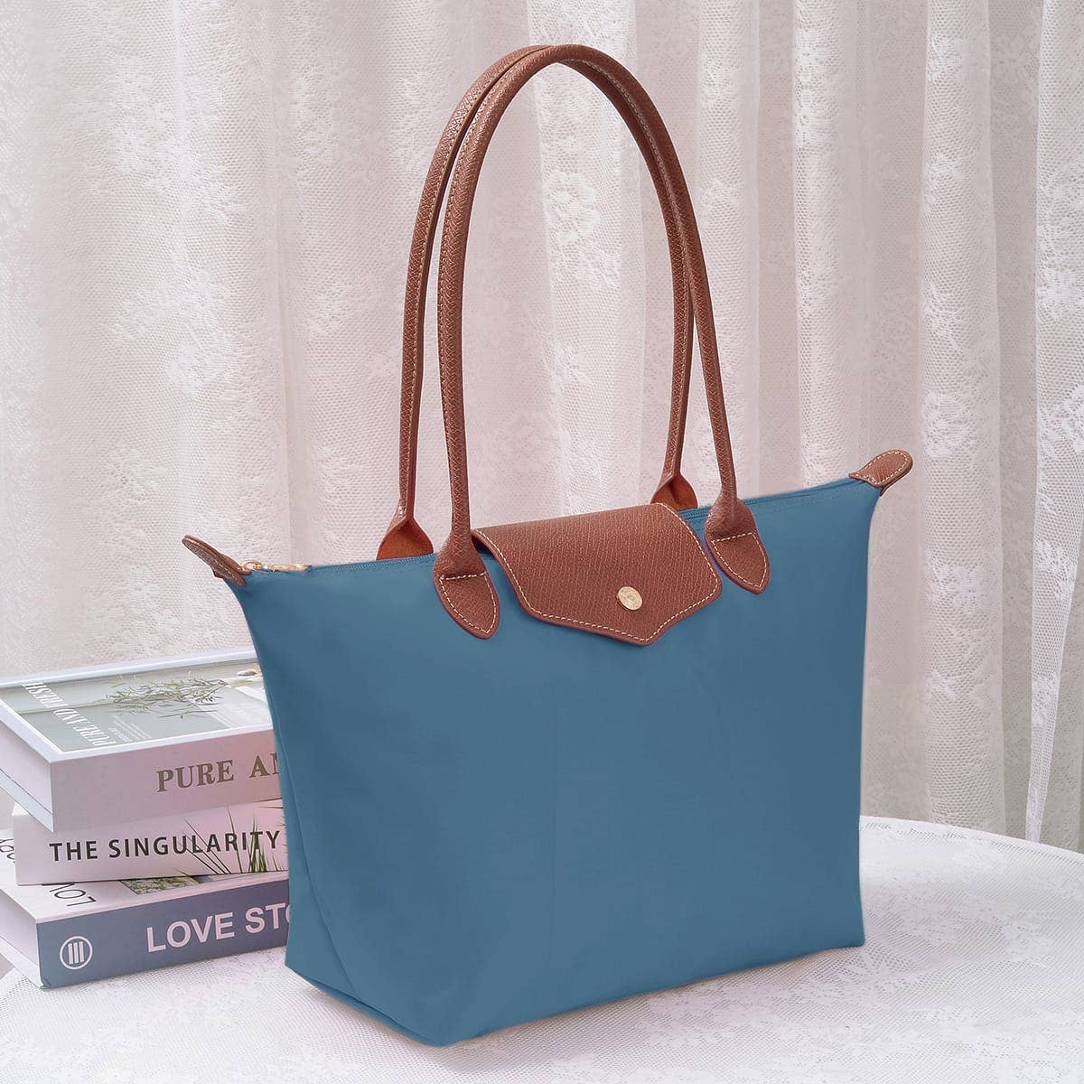 HM784 Hila 16 inch Nylon Tote Bag: Taupe