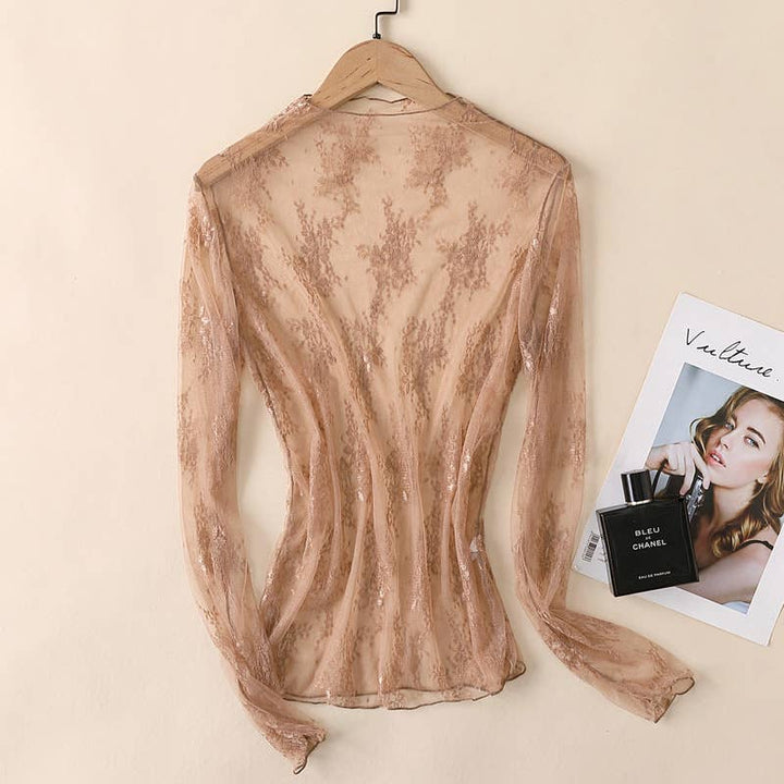 Lace Mesh Top: Coffee / Missy / XL
