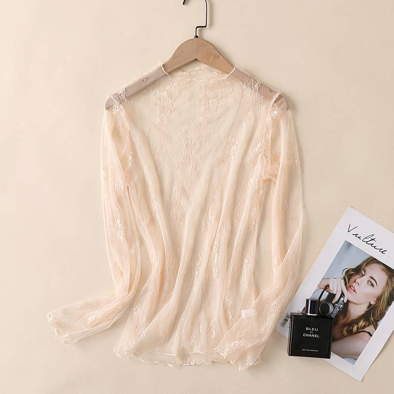 Lace Mesh Top: Coffee / Missy / XL