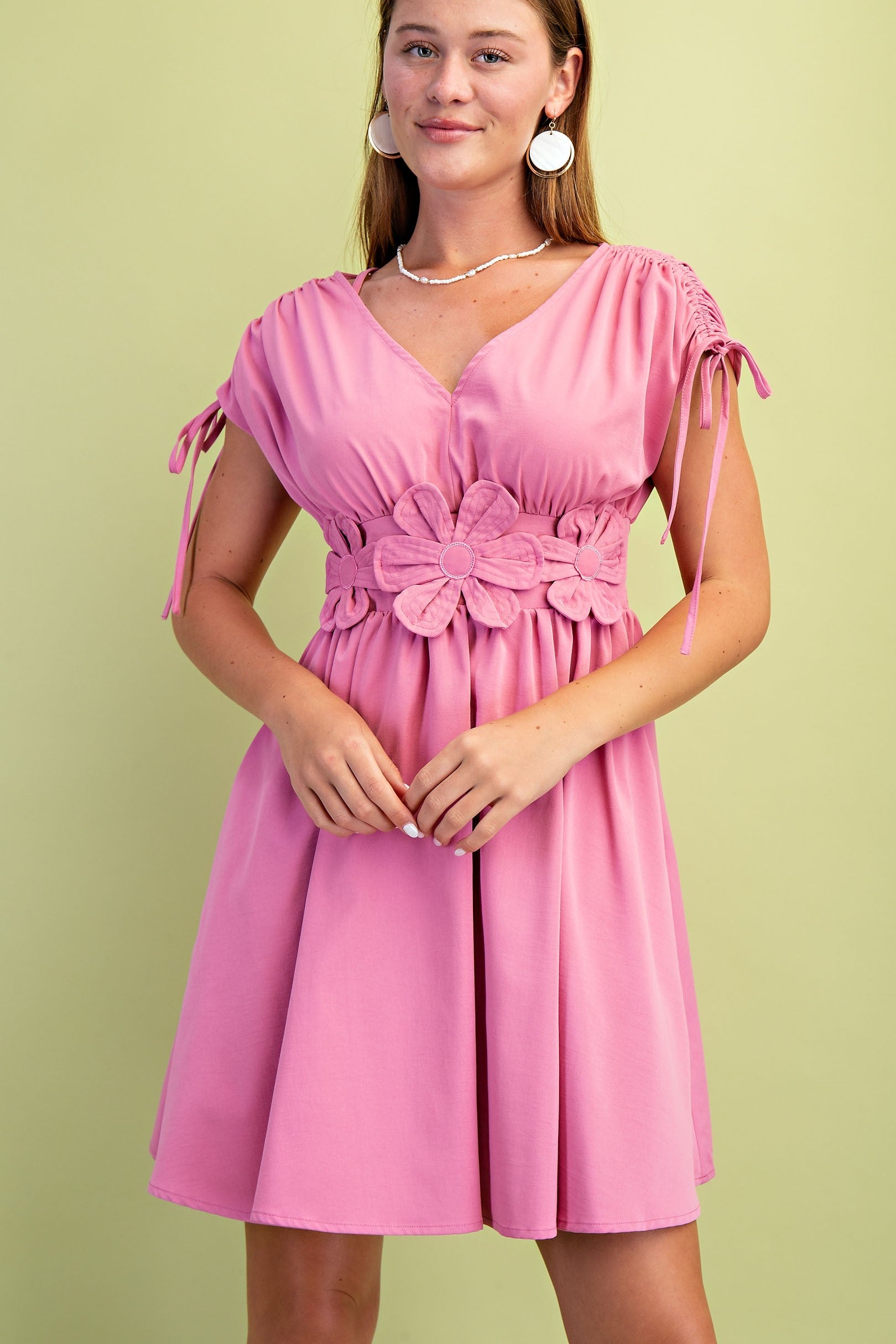 ROSE V NECK MINI DRESS