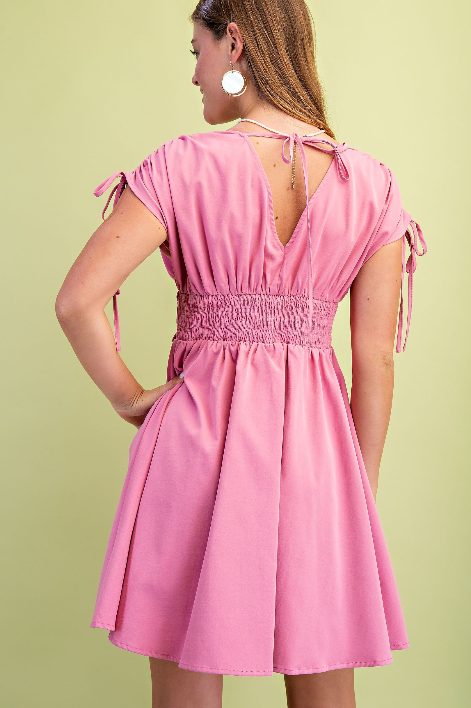 ROSE V NECK MINI DRESS