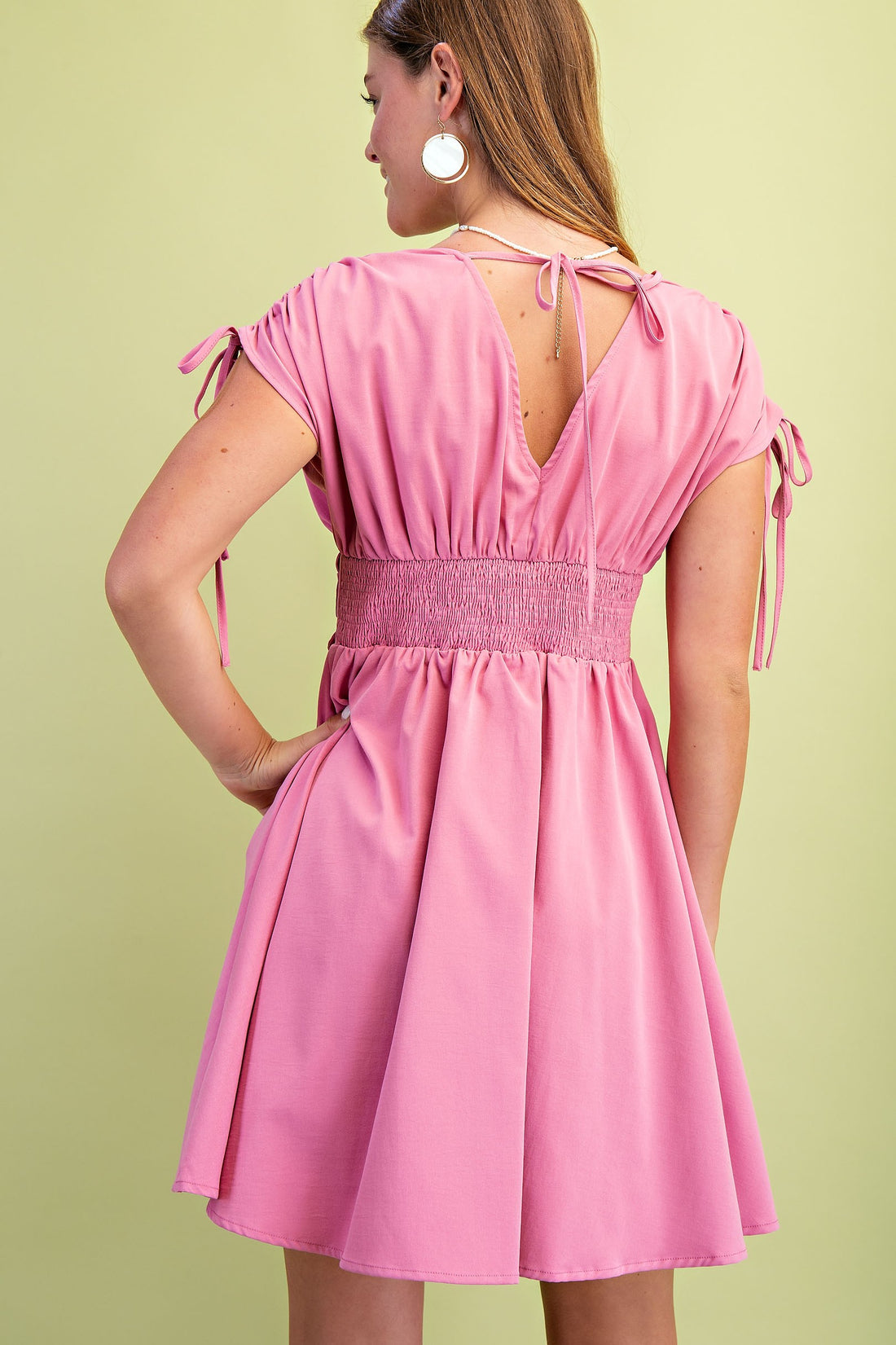 ROSE V NECK MINI DRESS