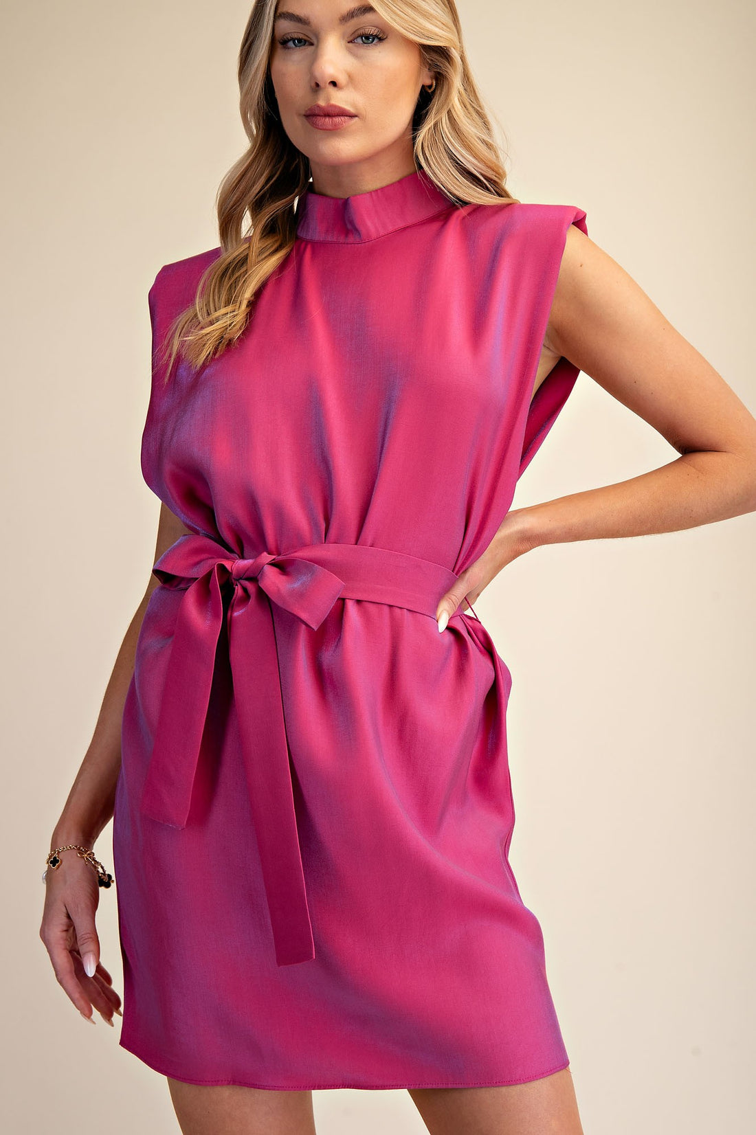 PINK MOCK NECK BAND LONG SLEEVE
