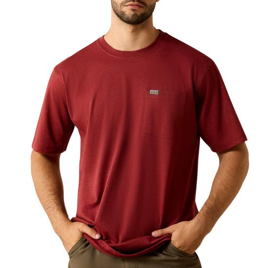 Ariat® Men’s Rebar® Cotton Strong™ Pocket T-Shirt – Brandy Snifter Heather (10071289)