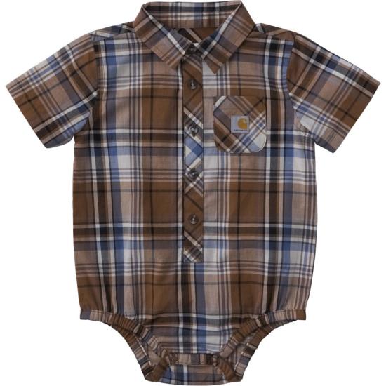 Carhartt® Boys’ Short Sleeve Plaid Woven Bodysuit – Baby (CE8213-D15)