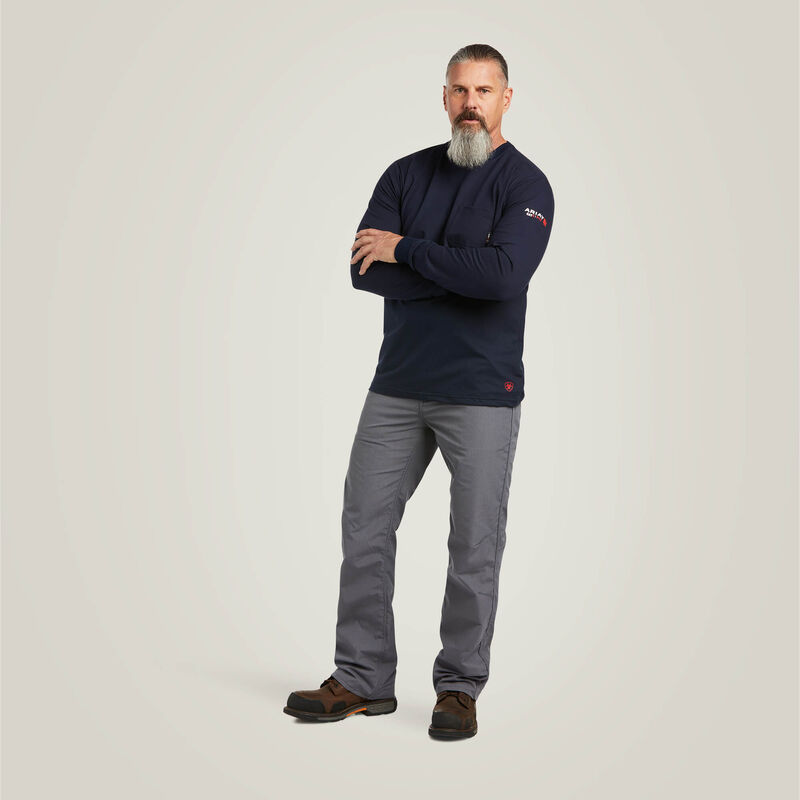 10039294MNS FR STRETCH LOGO LS T-SHRT NAVY/USA