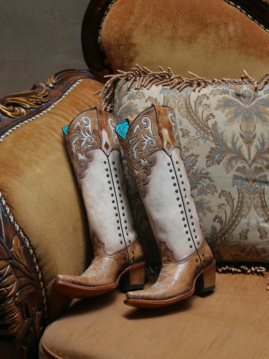 Corral C4218 Women’s Tall Embroidered Cowboy Boots | Bone & Honey
