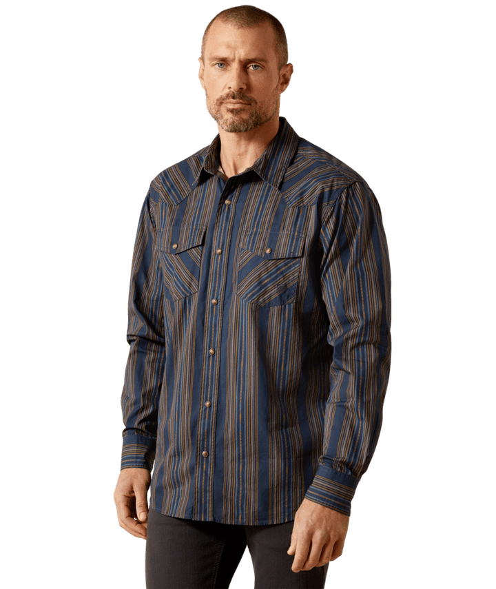 Ariat Retro Snap Shirt — P33809 Navy (100% Cotton, Slim Western Fit)