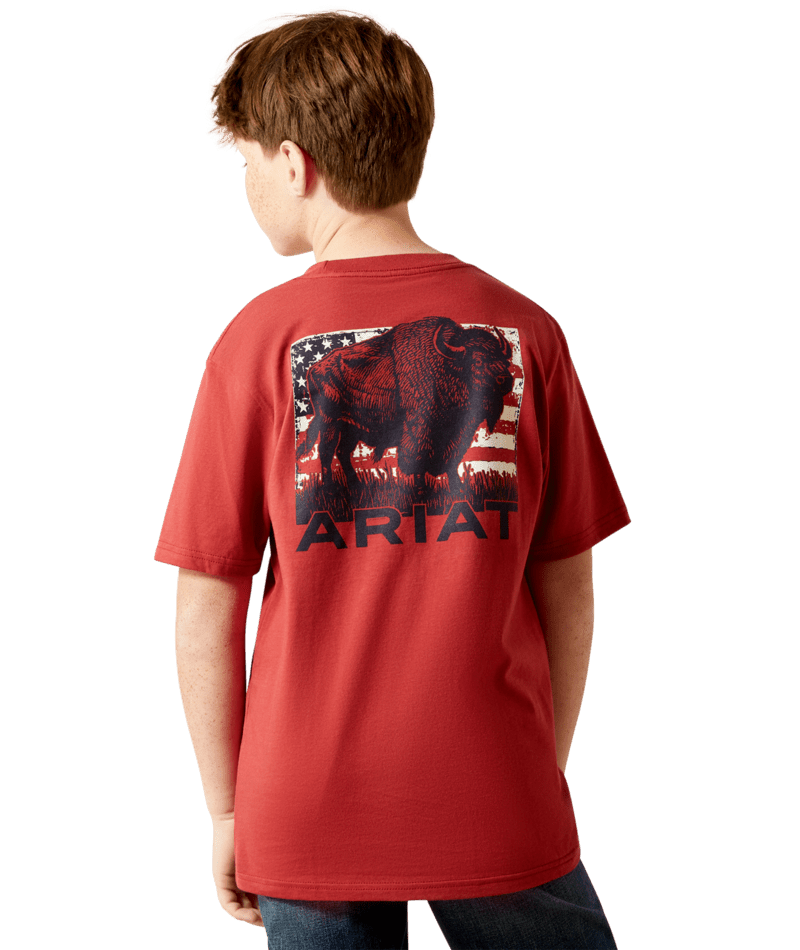 Ariat Youth Buffalo Flag Graphic Tee – Style 10065979 (100% Cotton)