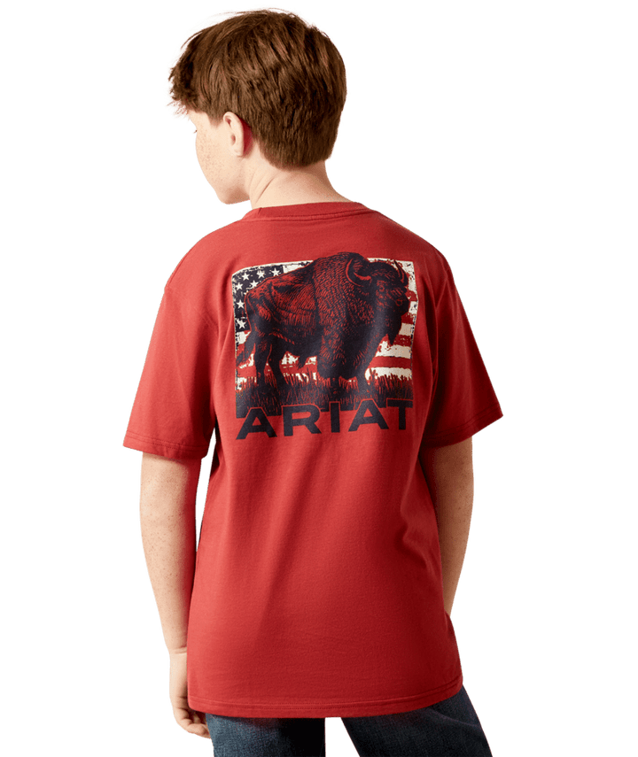 Ariat Youth Buffalo Flag Graphic Tee – Style 10065979 (100% Cotton)