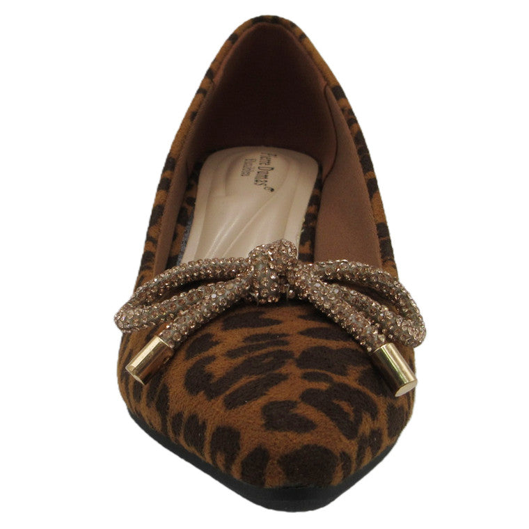 Lets Go Girls Leopard Suede Kitten Shoe