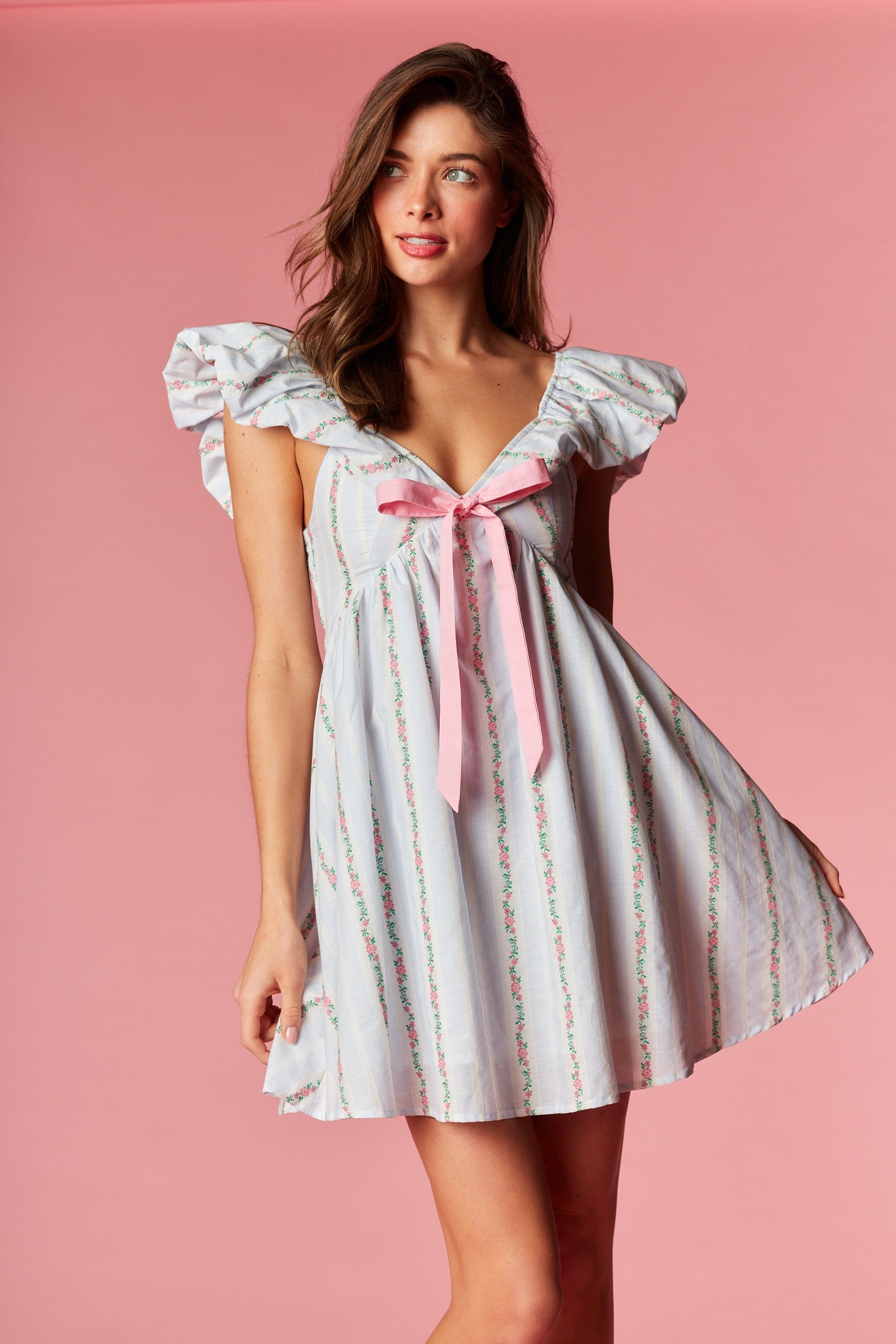 BABY FLORAL RUFFLE BOW DRESS