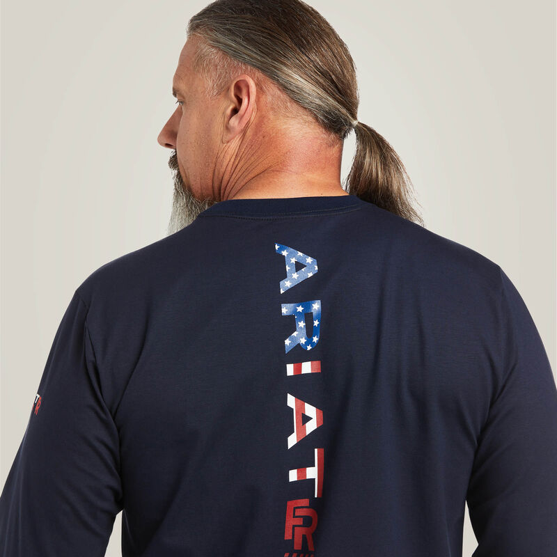 10039294MNS FR STRETCH LOGO LS T-SHRT NAVY/USA
