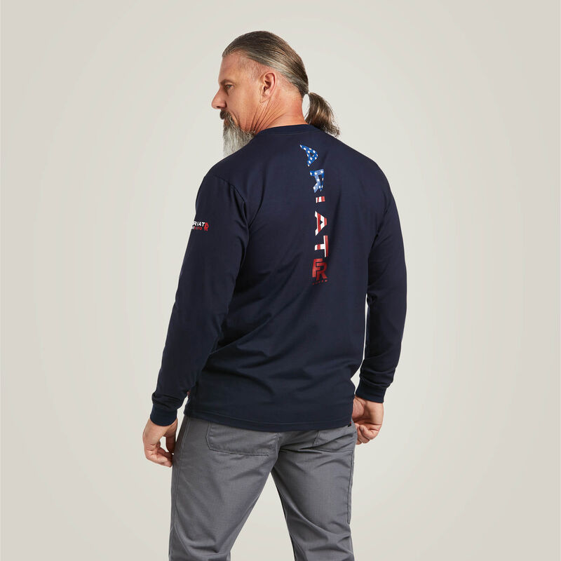 10039294MNS FR STRETCH LOGO LS T-SHRT NAVY/USA